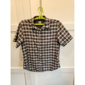 Columbia Titanium Shirt Mens Large Gray Grey Plaid Short Sleeve Fishing Camping